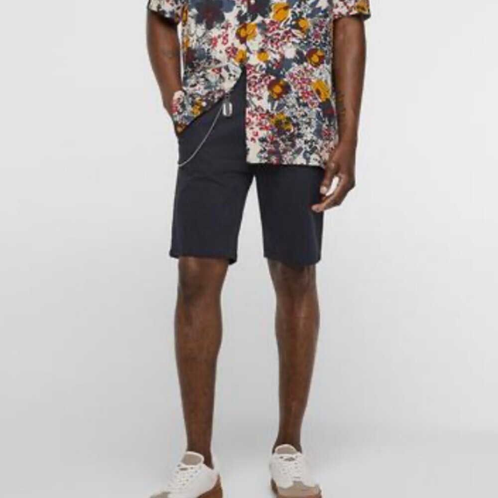 Zara Dark Navy Cotton Shorts